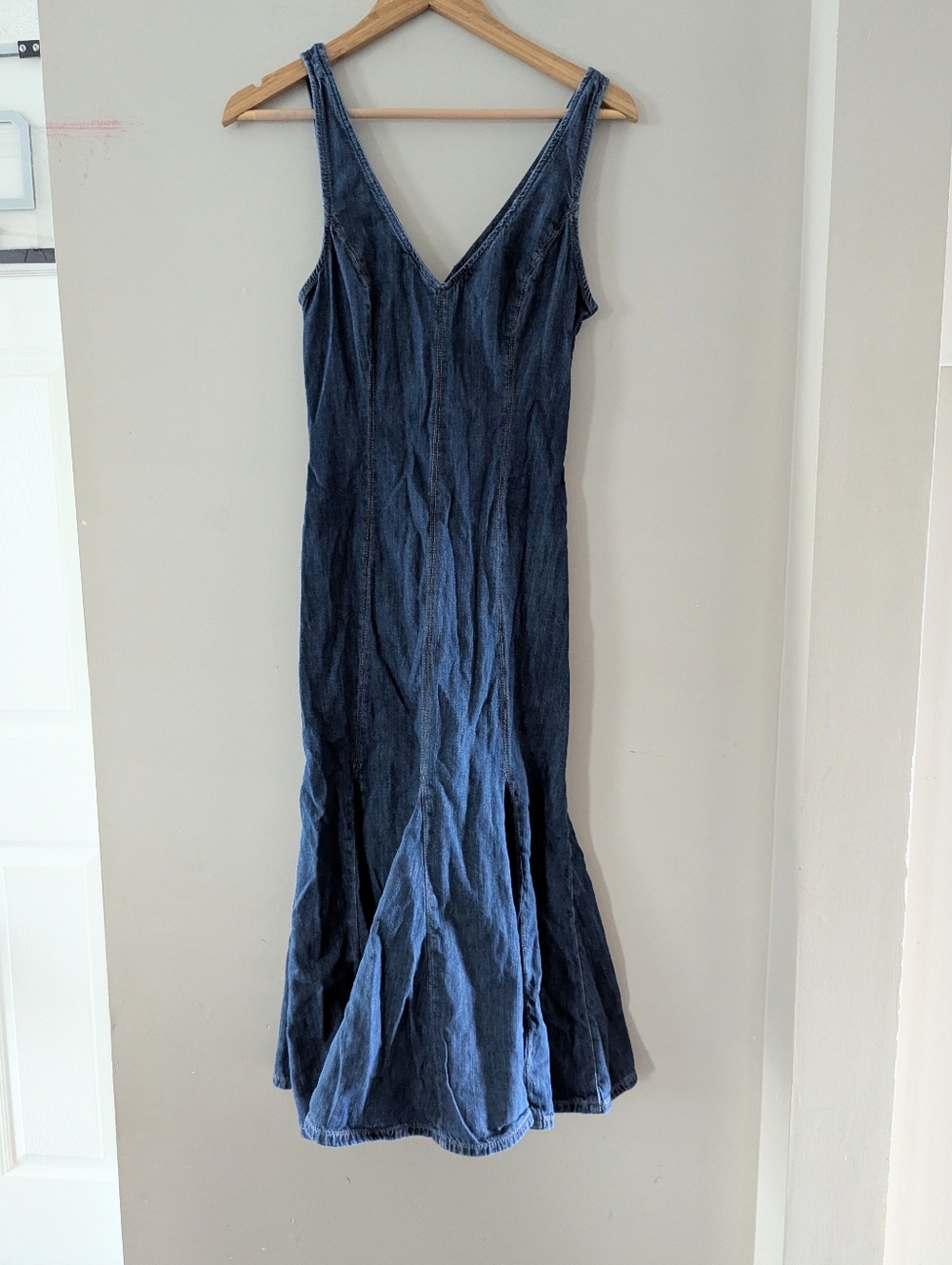 Reformation Serafina Denim Midi Flared Dress 2 Country Cowgirl Prairie Western